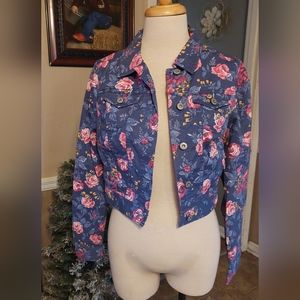 SZ SMALL ARIZONA BLUE FLORAL CEOPPED JACKET